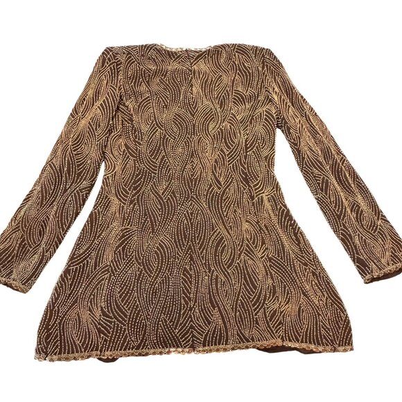 Vintage Emanuel Ungaro Brown Beaded Suit Blazer & Skirt Long Sleeve Lined Size S - Picture 4 of 11